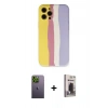 MARSİLYAN™- iPhone 12 Pro Max Kılıf Yadigar Çizgi - Siyah Bilvis Hayalet Cam Ekran Koruyucu + Neon Fosforlu Kamera Lens - YL