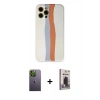 MARSİLYAN™- iPhone 12 Pro Max Kılıf Yadigar Çizgi - Siyah Bilvis Hayalet Cam Ekran Koruyucu + Neon Fosforlu Kamera Lens - YL