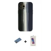 MARSİLYAN™- iPhone 12 Pro Max Kılıf Yadigar Çizgi - Siyah Joko 5D Cam + Shine Kamera Lens Koruma Cam - GD