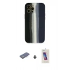 MARSİLYAN™- iPhone 12 Pro Max Kılıf Yadigar Çizgi - Siyah Joko 5D Cam + Renkli Kamera Lens Koruma Cam - MI