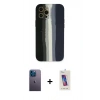 MARSİLYAN™- iPhone 12 Pro Max Kılıf Yadigar Çizgi - Siyah Joko 5D Cam + Neon Fosforlu Kamera Lens - MI
