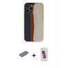 MARSİLYAN™- iPhone 12 Pro Max Kılıf Yadigar Çizgi - Siyah Joko 5D Cam + Pembe Renkli Kamera Lens Koruma Cam