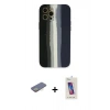 MARSİLYAN™- iPhone 12 Pro Max Kılıf Yadigar Çizgi - Siyah Joko 5D Cam + Renkli Kamera Lens Koruma Cam - SI