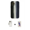 MARSİLYAN™- iPhone 12 Pro Max Kılıf Yadigar Çizgi - Siyah Joko 5D Cam + Shine Kamera Lens - GD