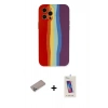 MARSİLYAN™- iPhone 12 Pro Max Kılıf Yadigar Çizgi - Siyah Joko 5D Cam + Shine Kamera Lens Koruma Cam - SABE