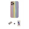 MARSİLYAN™- iPhone 12 Pro Max Kılıf Yadigar Çizgi - Siyah Joko 5D Cam + Shine Kamera Lens Koruma Cam - SABE