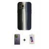 MARSİLYAN™- iPhone 12 Pro Max Kılıf Yadigar Çizgi - Siyah Joko 5D Cam + Neon Fosforlu Kamera Lens - YL