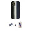 MARSİLYAN™- iPhone 12 Pro Max Kılıf Yadigar Çizgi - Siyah Joko 5D Cam + Yeşil Renkli Kamera Lens Koruma Cam