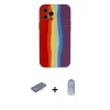 MARSİLYAN™- iPhone 12 Pro Max Kılıf Yadigar Çizgi - Siyah Joko Magic 5D Cam + Renkli Kamera Lens Koruma Cam - PE