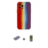 MARSİLYAN™- iPhone 12 Pro Max Kılıf Yadigar Çizgi - Siyah Joko Magic 5D Hayalet Cam + Pembe Renkli Kamera Lens Koruma Cam