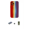 MARSİLYAN™- iPhone 12 Pro Max Kılıf Yadigar Çizgi - Siyah Joko Magic 5D Hayalet Cam + Renkli Kamera Lens Koruma Cam - YL
