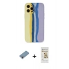 MARSİLYAN™- iPhone 12 Pro Max Kılıf Yadigar Çizgi - Siyah Mat Seramik Nano Ekran Koruyucu + Gökkuşağı Shine Kamera Lens Koruma Cam