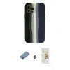 MARSİLYAN™- iPhone 12 Pro Max Kılıf Yadigar Çizgi - Siyah Mat Seramik Nano Ekran Koruyucu + Gökkuşağı Shine Kamera Lens Koruma Cam