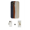 MARSİLYAN™- iPhone 12 Pro Max Kılıf Yadigar Çizgi - Siyah Mat Seramik Nano Ekran Koruyucu + Gold Shine Kamera Lens