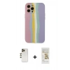 MARSİLYAN™- iPhone 12 Pro Max Kılıf Yadigar Çizgi - Siyah Mat Seramik Nano Ekran Koruyucu + Gold Shine Kamera Lens