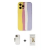 MARSİLYAN™- iPhone 12 Pro Max Kılıf Yadigar Çizgi - Siyah Mat Seramik Nano Ekran Koruyucu + Gold Shine Kamera Lens