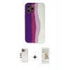 MARSİLYAN™- iPhone 12 Pro Max Kılıf Yadigar Çizgi - Siyah Mat Seramik Nano Ekran Koruyucu + Gold Shine Kamera Lens