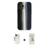 MARSİLYAN™- iPhone 12 Pro Max Kılıf Yadigar Çizgi - Siyah Mat Seramik Nano Ekran Koruyucu + Gold Shine Kamera Lens