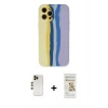MARSİLYAN™- iPhone 12 Pro Max Kılıf Yadigar Çizgi - Siyah Mat Seramik Nano Ekran Koruyucu + Gold Shine Kamera Lens