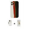 MARSİLYAN™- iPhone 12 Pro Max Kılıf Yadigar Çizgi - Siyah Mat Seramik Nano Ekran Koruyucu + Gold Shine Kamera Lens