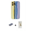 MARSİLYAN™- iPhone 12 Pro Max Kılıf Yadigar Çizgi - Siyah Mat Seramik Nano Ekran Koruyucu + Renkli Kamera Lens Koruma Cam - MI
