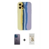 MARSİLYAN™- iPhone 12 Pro Max Kılıf Yadigar Çizgi - Siyah Mat Seramik Nano Ekran Koruyucu + Neon Fosforlu Kamera Lens - MI