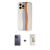 MARSİLYAN™- iPhone 12 Pro Max Kılıf Yadigar Çizgi - Siyah Mat Seramik Nano Ekran Koruyucu + Neon Fosforlu Kamera Lens - MI