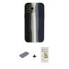 MARSİLYAN™- iPhone 12 Pro Max Kılıf Yadigar Çizgi - Siyah Mat Seramik Nano Ekran Koruyucu + Pembe Renkli Kamera Lens Koruma Cam