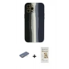 MARSİLYAN™- iPhone 12 Pro Max Kılıf Yadigar Çizgi - Siyah Mat Seramik Nano Ekran Koruyucu + Renkli Kamera Lens Koruma Cam - YL