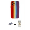 MARSİLYAN™- iPhone 12 Pro Max Kılıf Yadigar Çizgi - Siyah Mat Seramik Nano Ekran Koruyucu + Renkli Kamera Lens Koruma Cam - SI