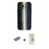 MARSİLYAN™- iPhone 12 Pro Max Kılıf Yadigar Çizgi - Siyah Mat Seramik Nano Ekran Koruyucu + Renkli Kamera Lens Koruma Cam - TU