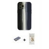MARSİLYAN™- iPhone 12 Pro Max Kılıf Yadigar Çizgi - Siyah Mat Seramik Nano Ekran Koruyucu + Renkli Kamera Lens Koruma Cam - SI