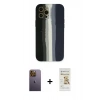 MARSİLYAN™- iPhone 12 Pro Max Kılıf Yadigar Çizgi - Siyah Mat Seramik Nano Ekran Koruyucu + Neon Fosforlu Kamera Lens - SI