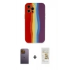 MARSİLYAN™- iPhone 12 Pro Max Kılıf Yadigar Çizgi - Siyah Mat Seramik Nano Ekran Koruyucu + Neon Fosforlu Kamera Lens - SI