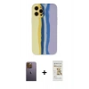 MARSİLYAN™- iPhone 12 Pro Max Kılıf Yadigar Çizgi - Siyah Mat Seramik Nano Ekran Koruyucu + Neon Fosforlu Kamera Lens - SI