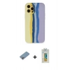 MARSİLYAN™- iPhone 12 Pro Max Kılıf Yadigar Çizgi - Siyah Polymer Nano Ekran Koruyucu + Shine Kamera Lens Koruma Cam - GI