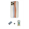 MARSİLYAN™- iPhone 12 Pro Max Kılıf Yadigar Çizgi - Siyah Polymer Nano Ekran Koruyucu + Metal Kamera Lens Koruma Cam - KI