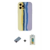 MARSİLYAN™- iPhone 12 Pro Max Kılıf Yadigar Çizgi - Siyah Polymer Nano Ekran Koruyucu + Metal Kamera Lens Koruma Cam - KI