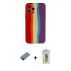 MARSİLYAN™- iPhone 12 Pro Max Kılıf Yadigar Çizgi - Siyah Polymer Nano Ekran Koruyucu + Metal Kamera Lens Koruma Cam - KI