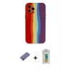 MARSİLYAN™- iPhone 12 Pro Max Kılıf Yadigar Çizgi - Siyah Polymer Nano Ekran Koruyucu + Metal Kamera Lens Koruma Cam - GD
