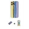 MARSİLYAN™- iPhone 12 Pro Max Kılıf Yadigar Çizgi - Siyah Polymer Nano Ekran Koruyucu + Metal Kamera Lens Koruma Cam - GD
