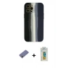 MARSİLYAN™- iPhone 12 Pro Max Kılıf Yadigar Çizgi - Siyah Polymer Nano Ekran Koruyucu + Metal Kamera Lens Koruma Cam - GD