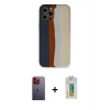 MARSİLYAN™- iPhone 12 Pro Max Kılıf Yadigar Çizgi - Siyah Polymer Nano Ekran Koruyucu + Neon Fosforlu Kamera Lens - TU