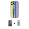 MARSİLYAN™- iPhone 12 Pro Max Kılıf Yadigar Çizgi - Siyah Polymer Nano Ekran Koruyucu + Neon Fosforlu Kamera Lens - SI