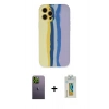 MARSİLYAN™- iPhone 12 Pro Max Kılıf Yadigar Çizgi - Siyah Polymer Nano Ekran Koruyucu + Neon Fosforlu Kamera Lens - YL