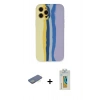 MARSİLYAN™- iPhone 12 Pro Max Kılıf Yadigar Çizgi - Siyah Polymer Nano Ekran Koruyucu + Renkli Kamera Lens Koruma Cam - YL
