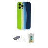 MARSİLYAN™- iPhone 12 Pro Max Kılıf Yadigar Çizgi - Siyah Polymer Nano Ekran Koruyucu + Renkli Kamera Lens Koruma Cam - TU