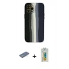 MARSİLYAN™- iPhone 12 Pro Max Kılıf Yadigar Çizgi - Siyah Polymer Nano Ekran Koruyucu + Renkli Kamera Lens Koruma Cam - YL