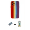 MARSİLYAN™- iPhone 12 Pro Max Kılıf Yadigar Çizgi - Siyah Polymer Nano Ekran Koruyucu + Shine Kamera Lens Koruma Cam - SH