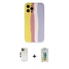 MARSİLYAN™- iPhone 12 Pro Max Kılıf Yadigar Çizgi - Siyah Polymer Nano Ekran Koruyucu + Shine Kamera Lens - GD